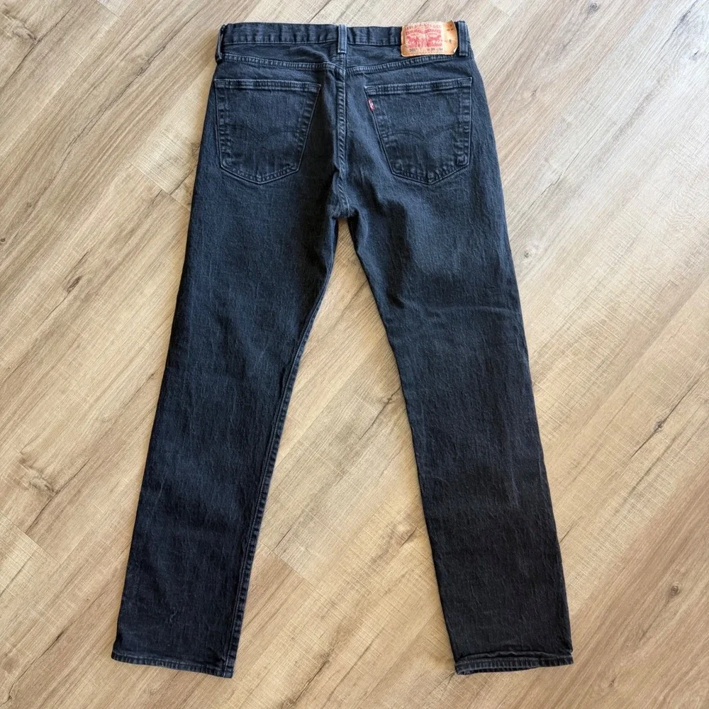 Levis 501 Original Fit Black Jeans Mens 35x34 Straight Leg Button Fly Denim